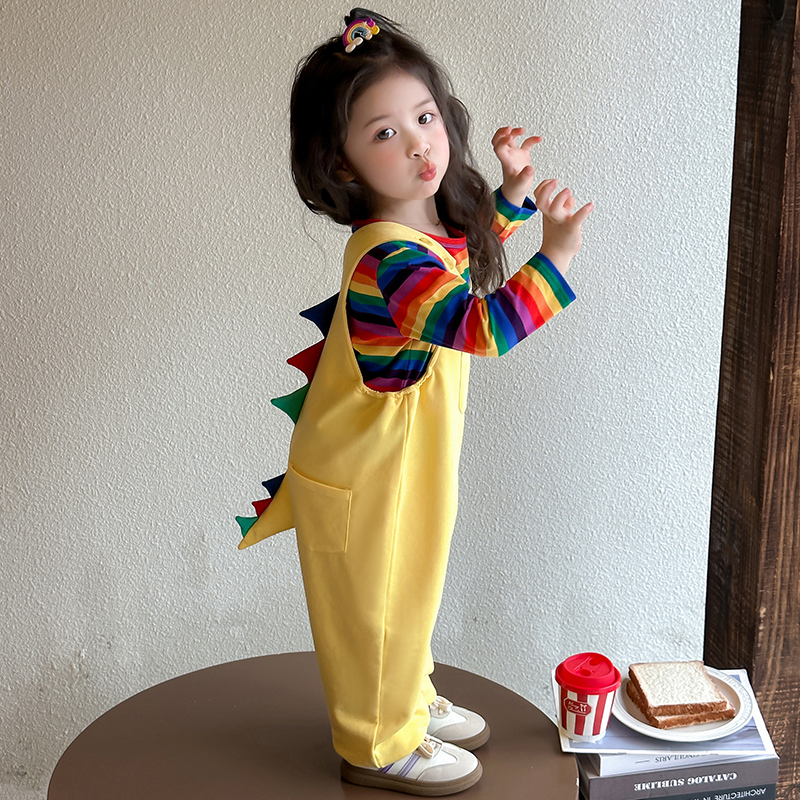 恐龙衣服纯棉背带裤演出服两件套