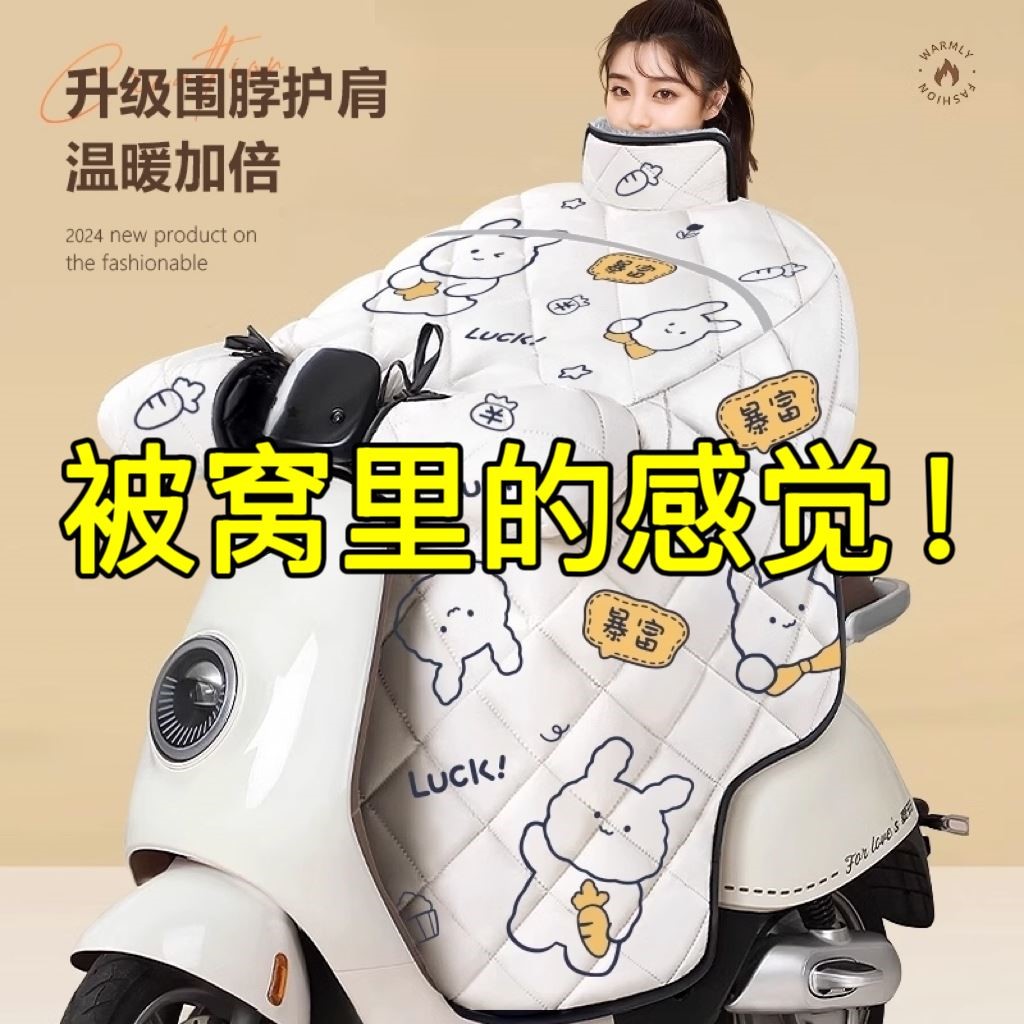 电动车挡风被冬季加绒加厚加大2025年新款冬天电瓶车双面防水防风