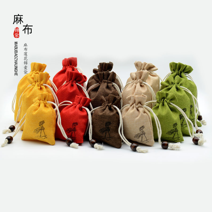 文玩袋印花麻布莲花袋首饰收纳袋抽绳束口袋古玩收纳袋佛珠饰品袋,饰品/流行首饰/时尚饰品新,首饰袋,淘宝优惠券,粉丝福利购,淘宝优惠卷