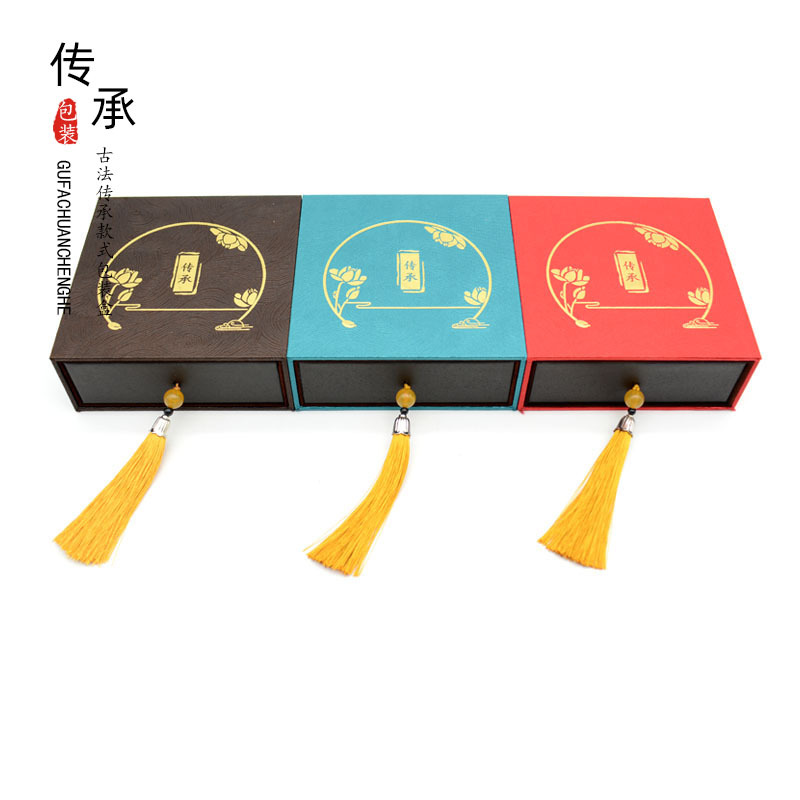 古法流苏黄金传承收纳盒 抽拉翡翠玉镯文玩包装盒手镯送人礼品盒