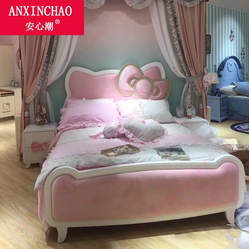 现代轻奢hellokitty床公主风少女梦幻卧室1.8米|ruв категории жилой мебели, кровать класса, деревянные кровати - от Buy2taobao.com для оказания профессиональной услуги покупки агента Taobao