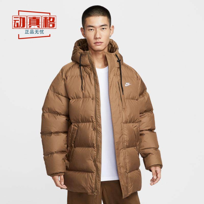 耐克26春款男保暖中长连帽羽绒服