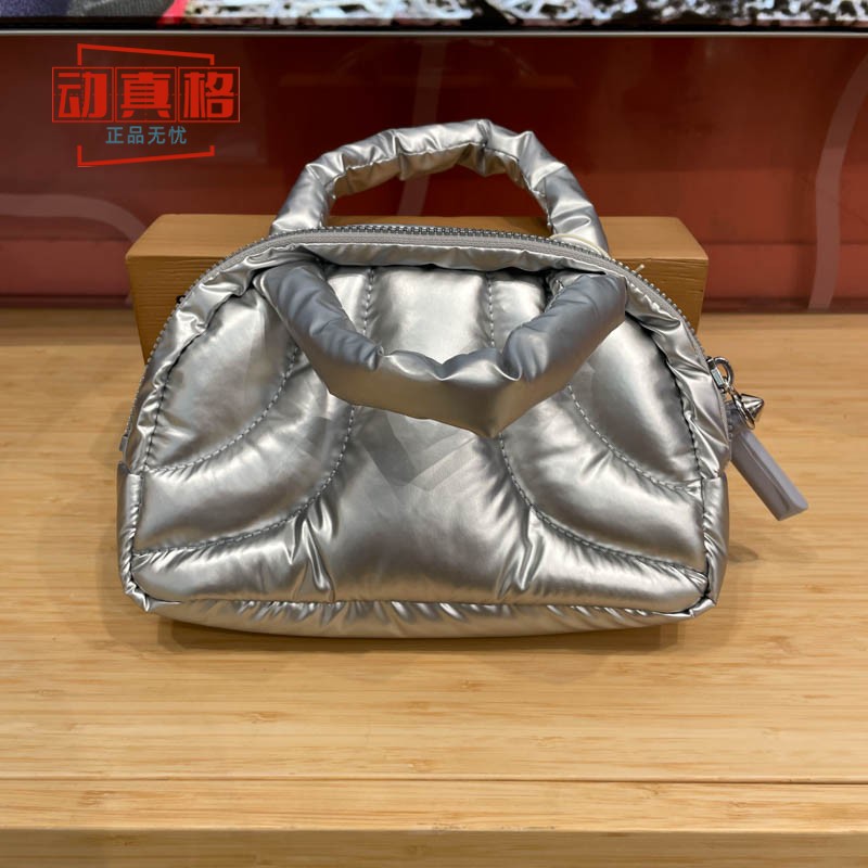 Adidas阿迪达斯三叶草女包金属光泽感休闲手提包迷你小拎包JD1337
