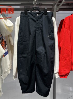 耐克女裤2026春棉质刺绣小勾厚实梭织纽扣休闲九分长裤HV2087-010