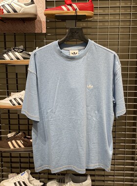 阿迪达斯三叶草男装2026款纯棉刺绣宽松纯色简约运动短袖 KV4890
