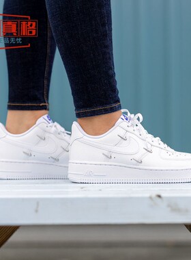 NIKE耐克女鞋AF1白蓝空军一号四钩舒适运动休闲板鞋 CT1990-100
