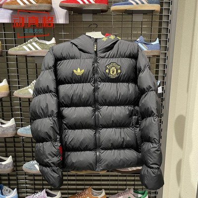 阿迪达斯三叶草26男曼联连帽棉服