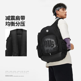 李宁男女反伍反光篮球收纳双肩包拒水运动背包2024秋ABSU117