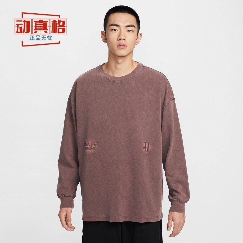 耐克男2026春复古印花长袖T恤