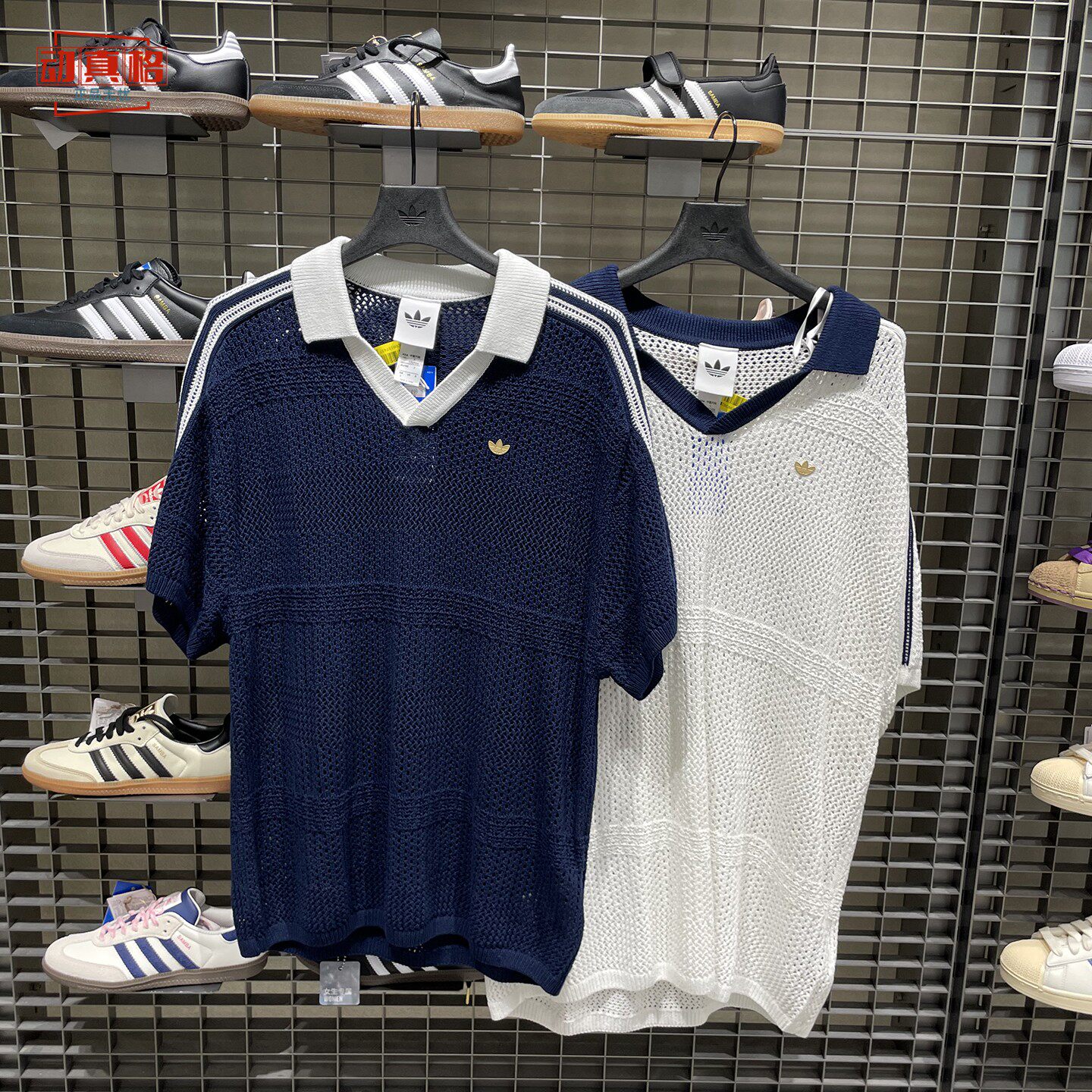 阿迪达斯三叶草男女款2026秋镂空针织休闲POLO衫T恤KW5684 KW5685