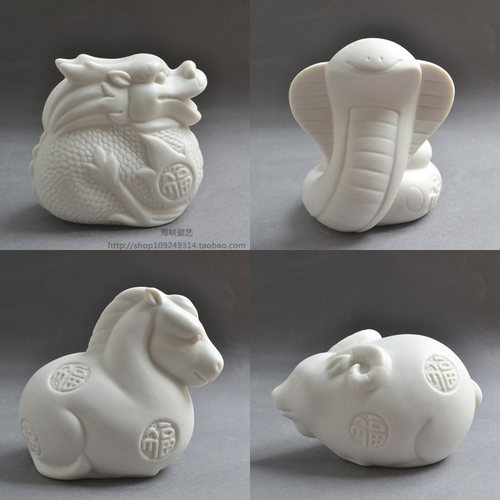 陶瓷十二生肖摆件小蛇可爱吉祥物