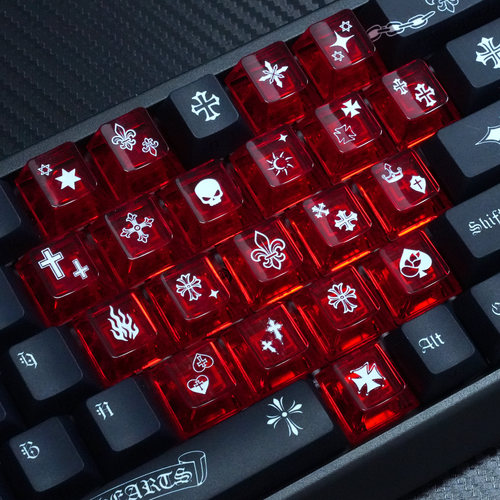 克罗心爱心键帽透光PC原厂无刻客制化DIY素材适配机械键盘磁轴