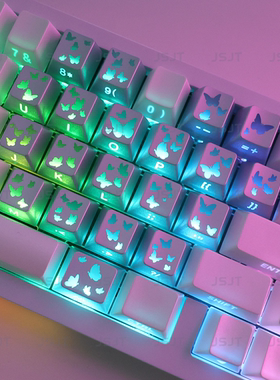 珠光白键帽原厂PBT侧刻透光珠光白色适配磁轴机械键盘made68