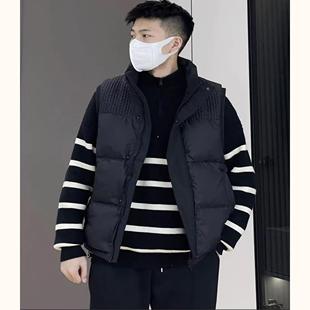 LANGTUAN  冬季宽松无袖坎肩马夹韩版高端立领羽绒服马甲男外套潮