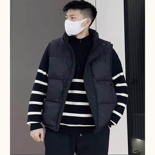 LANGTUAN  冬季宽松无袖坎肩马夹韩版高端立领羽绒服马甲男外套潮