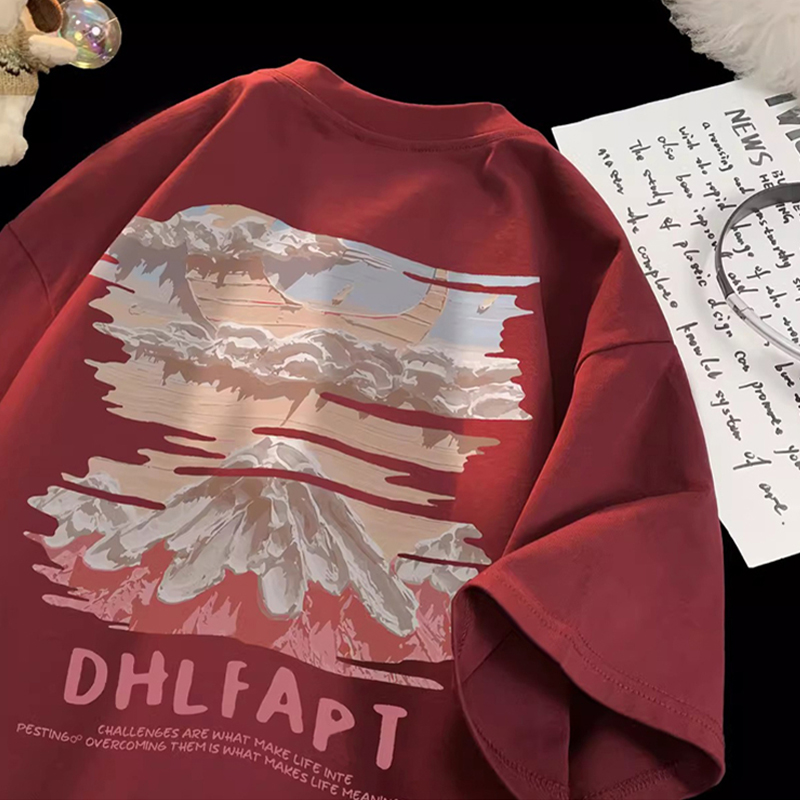 大牌出口外贸撤回尾货~美式港潮重磅纯棉短袖t恤男女夏季国潮上衣