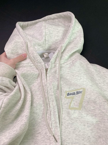 原单大牌出口外贸尾单~美式薄款开衫卫衣男女秋冬连帽银狐绒外套