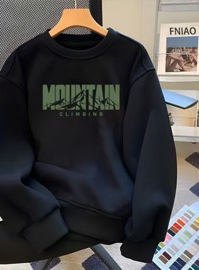 广州十三行外贸出口~韩版宽松大码百搭加绒加厚圆领卫衣男女秋冬