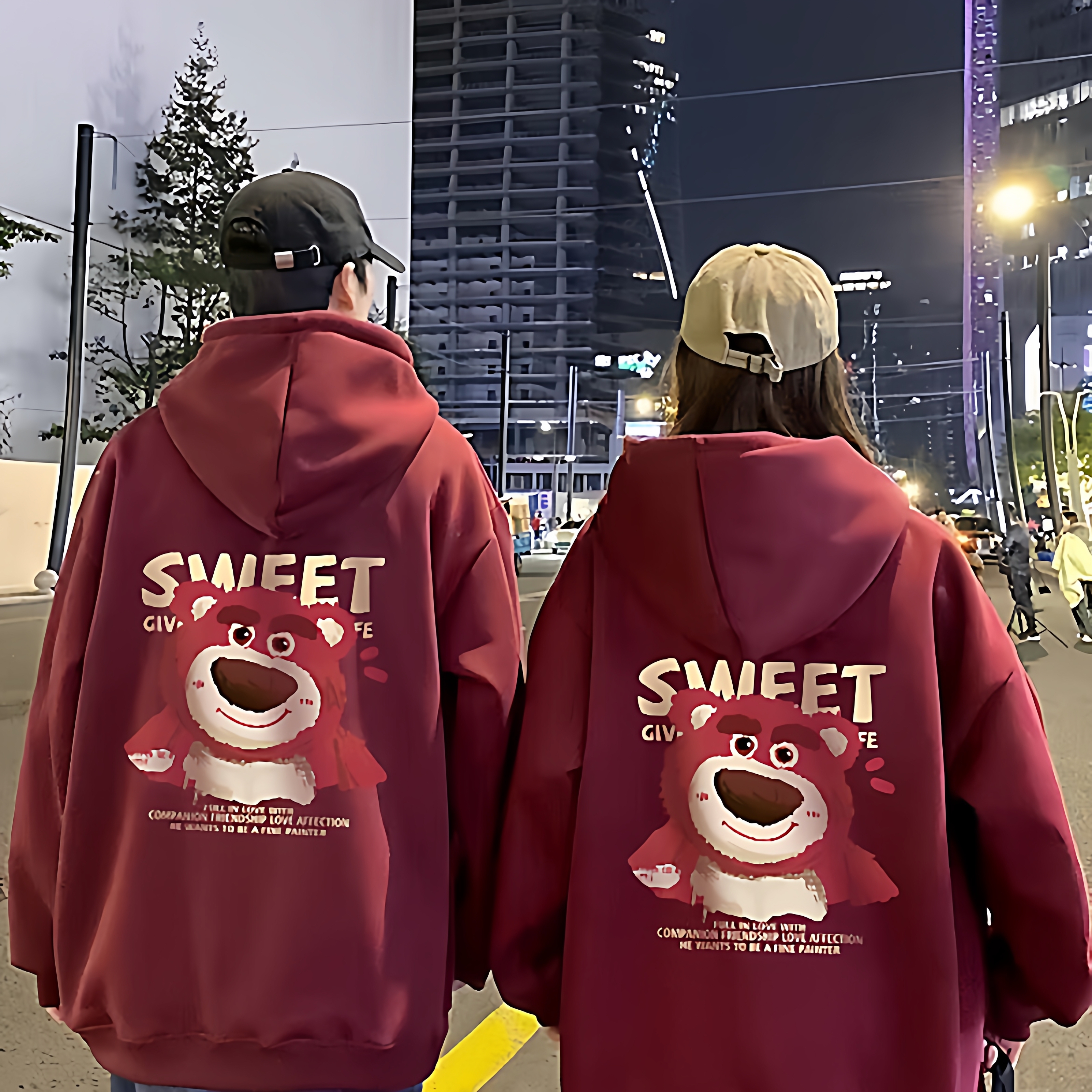 加绒加厚连帽卫衣男女秋冬情侣