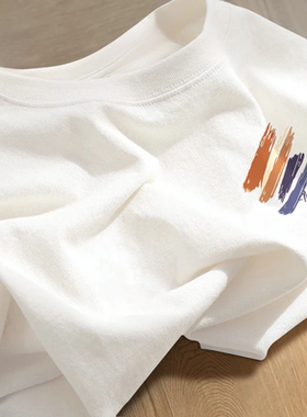 海外订单外贸~大牌出口重磅白色纯棉短袖t恤男女同款宽松上衣夏装