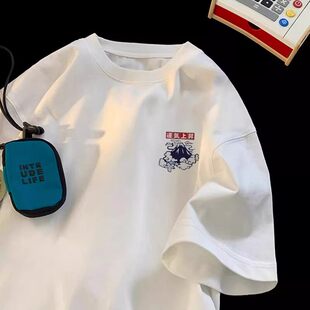 上衣 t恤男女宽松夏季 外贸撤回尾货 清仓捡漏潮牌运气上升纯棉短袖