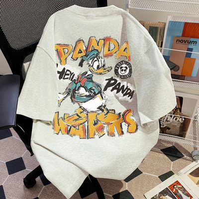 海外订单外贸出口原单~港风百搭大码纯棉短袖t恤男女夏季卡通上衣