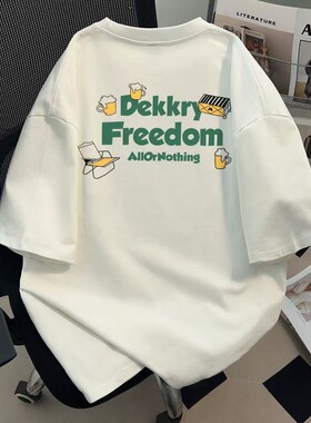 广州十三行~出口外贸韩版休闲出行纯棉短袖t恤男女夏白色半袖上衣