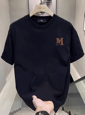 品牌出口外贸撤回尾货专柜~纯棉短袖t恤男女夏季宽松百搭黑色上衣