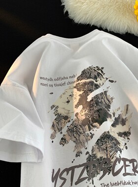 广州十三行出口外贸~纯棉短袖t恤男女夏季百搭港风半袖白色上衣服