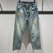 男士 刺绣休闲帅气薄款 牛仔裤 欧货高端春季 小直筒潮流时尚 修身 长裤