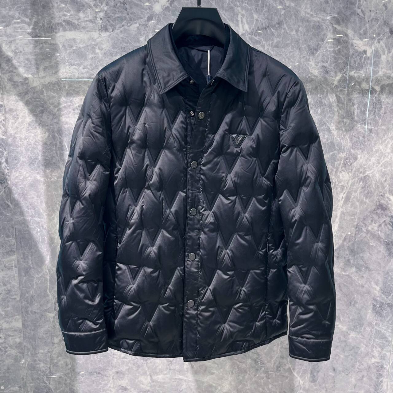 欧货潮牌修身翻领羽绒衬衫轻薄款