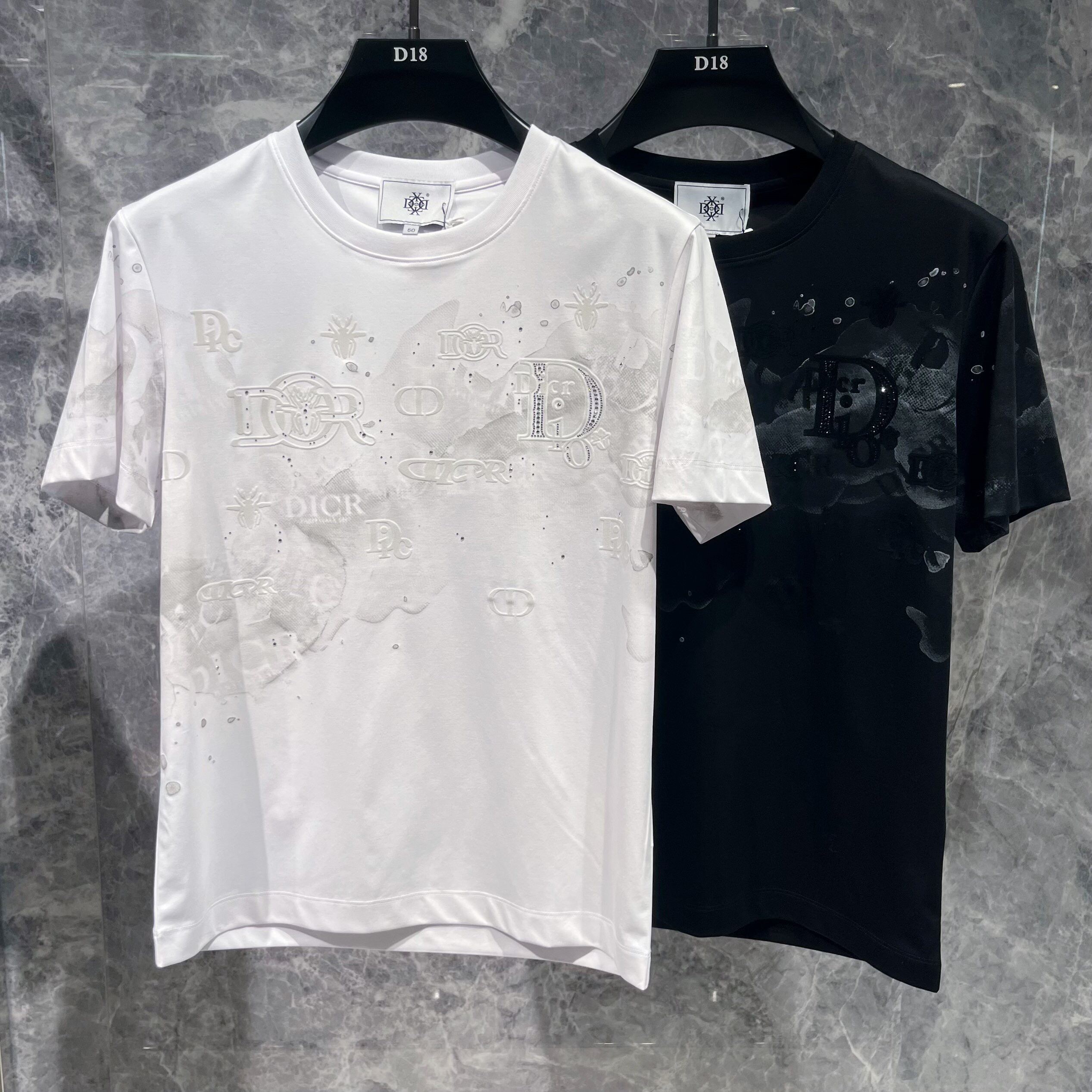 欧洲站夏季男士短袖t恤丝光棉潮流时尚植绒字母半袖打底衫休闲凉T