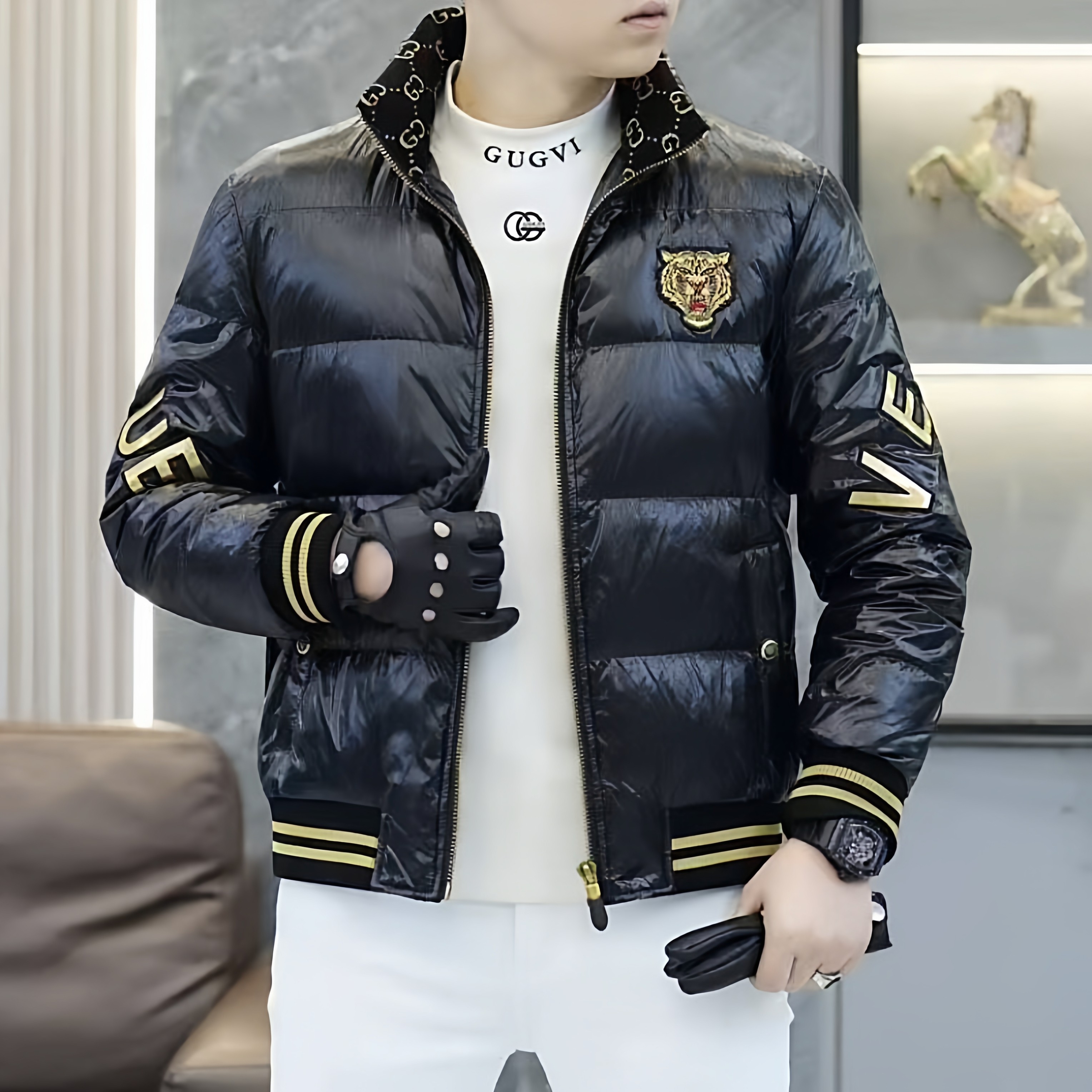 欧货高端冬季男士立领羽绒服修身