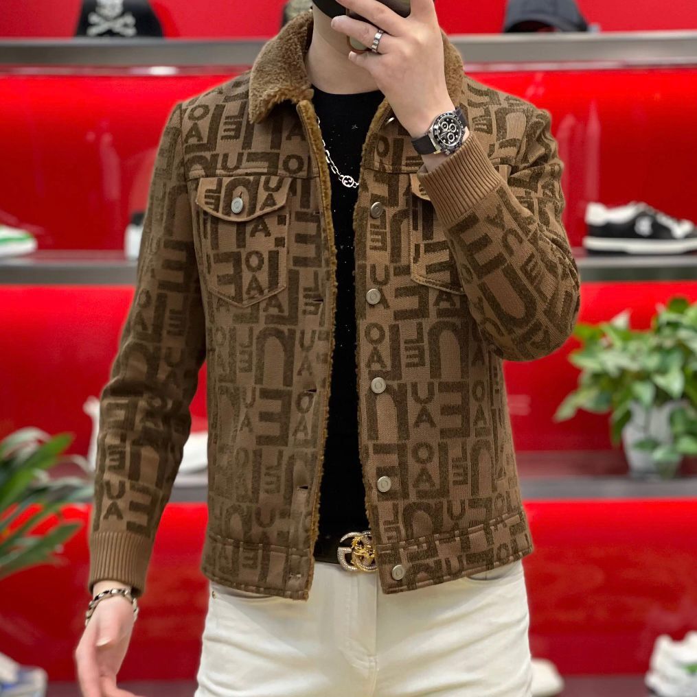 欧货潮牌修身羊羔毛领羽绒服