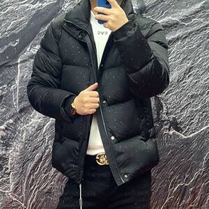 欧货高端冬季男士羽绒服90白鸭绒潮牌满天星烫钻时尚保暖外套加厚