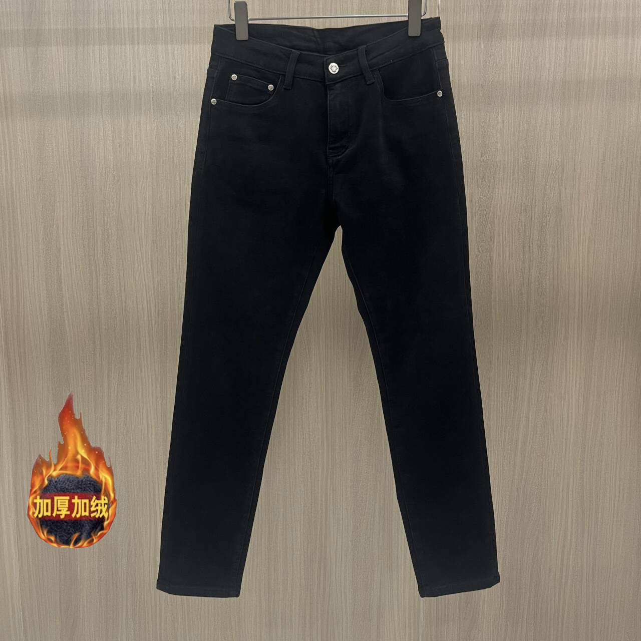 欧洲站冬季男士黑色牛仔裤加绒加厚潮流时尚小脚修身弹力休闲长裤,男装,牛仔裤,淘宝优惠券,粉丝福利购,淘宝优惠卷