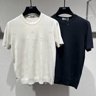 t恤潮牌时尚 冰丝短袖 男士 休闲凉T 针织半袖 打底衫 修身 欧货高端夏季