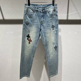 小脚修身 九分牛仔裤 男士 刺绣薄款 休闲9分裤 潮流时尚 欧货高端夏季