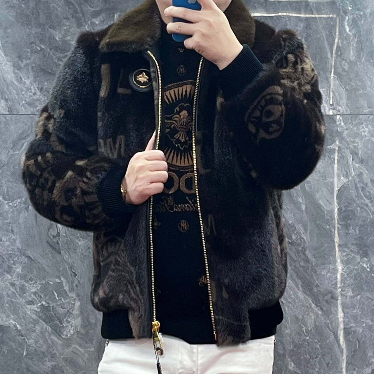 欧货高端冬季男士翻领金貂绒外套