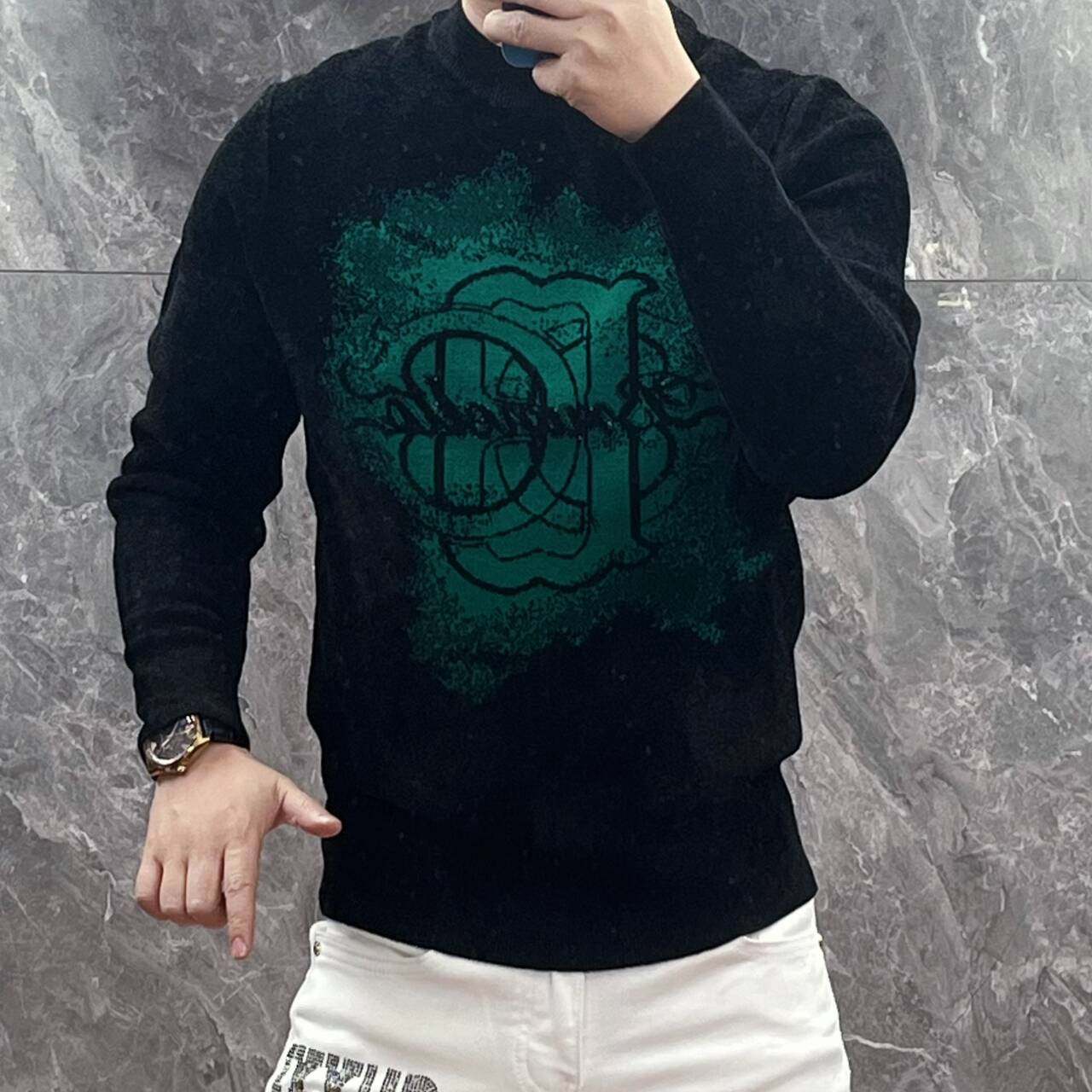 欧货高端冬季男士天鹅绒长袖毛衣