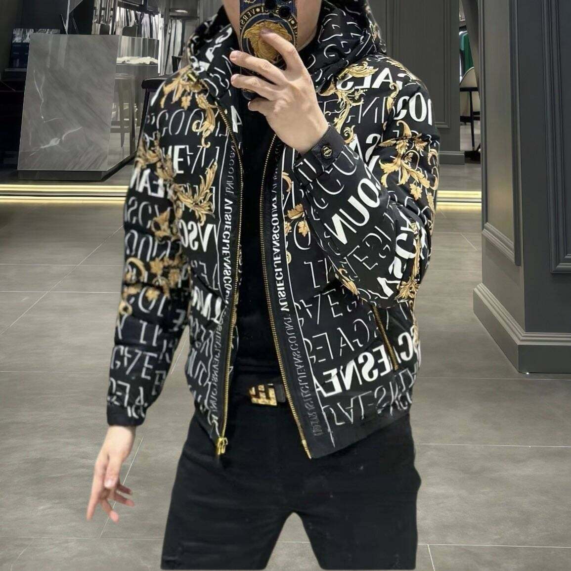 欧货高端冬季男士连帽羽绒服修身