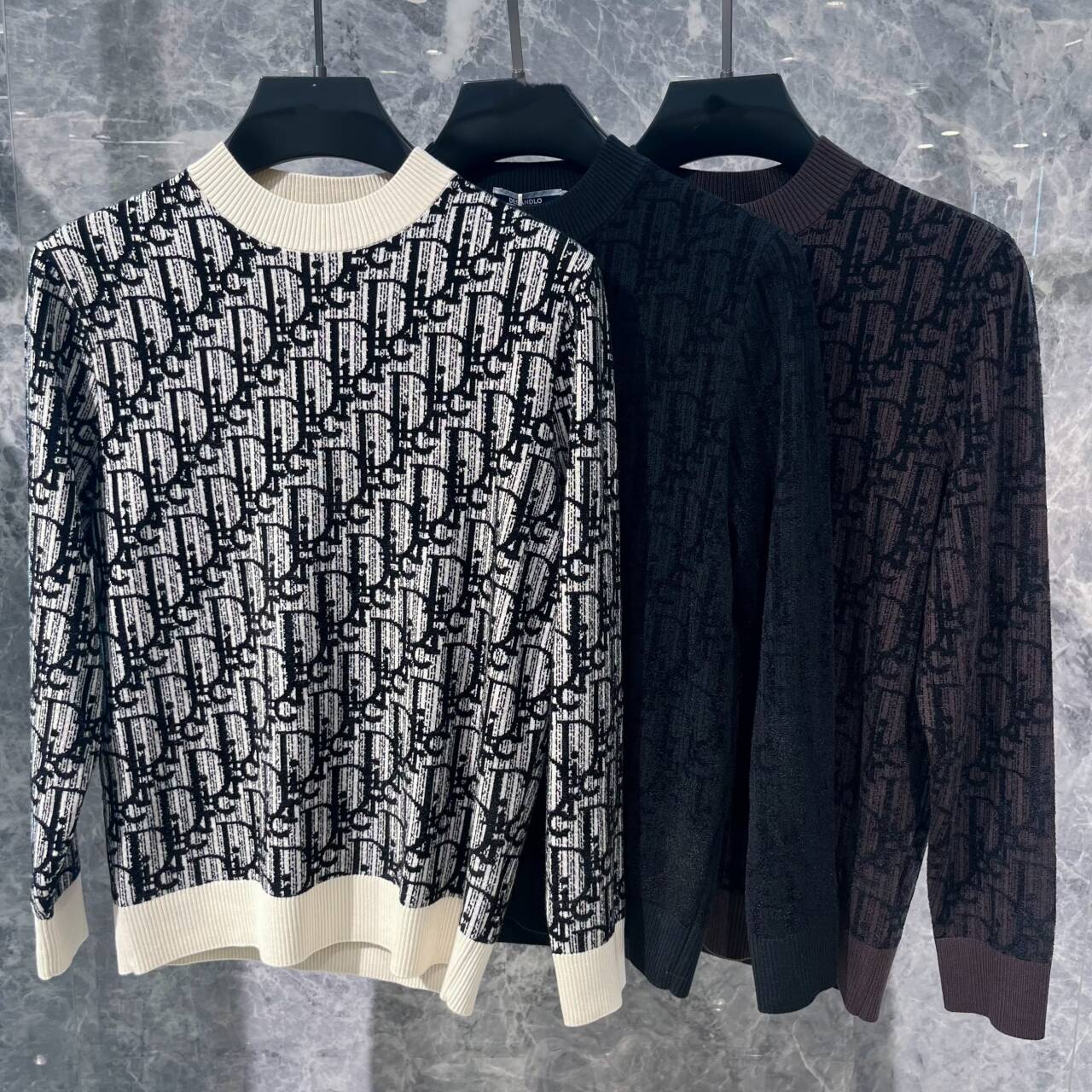 高端高端秋冬季男士长袖毛衣潮流修身时尚字母提花羊毛打底针织衫