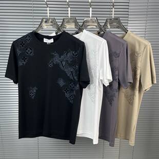 t恤丝光棉潮牌时尚 短袖 男士 休闲凉T 印花半袖 打底衫 个性 欧洲站夏季