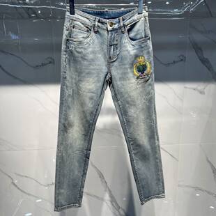 刺绣老虎帅气休闲长裤 欧货高端夏季 薄 潮流时尚 小脚修身 男士 牛仔裤