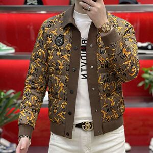 秋冬季男士翻领羽绒服90白鸭绒高端潮流欧货男装保暖外套长袖夹克