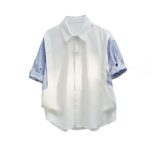 设计感衬衫领短袖衬衫男款夏季薄款冰丝衬衣潮牌休闲痞帅男装寸衫