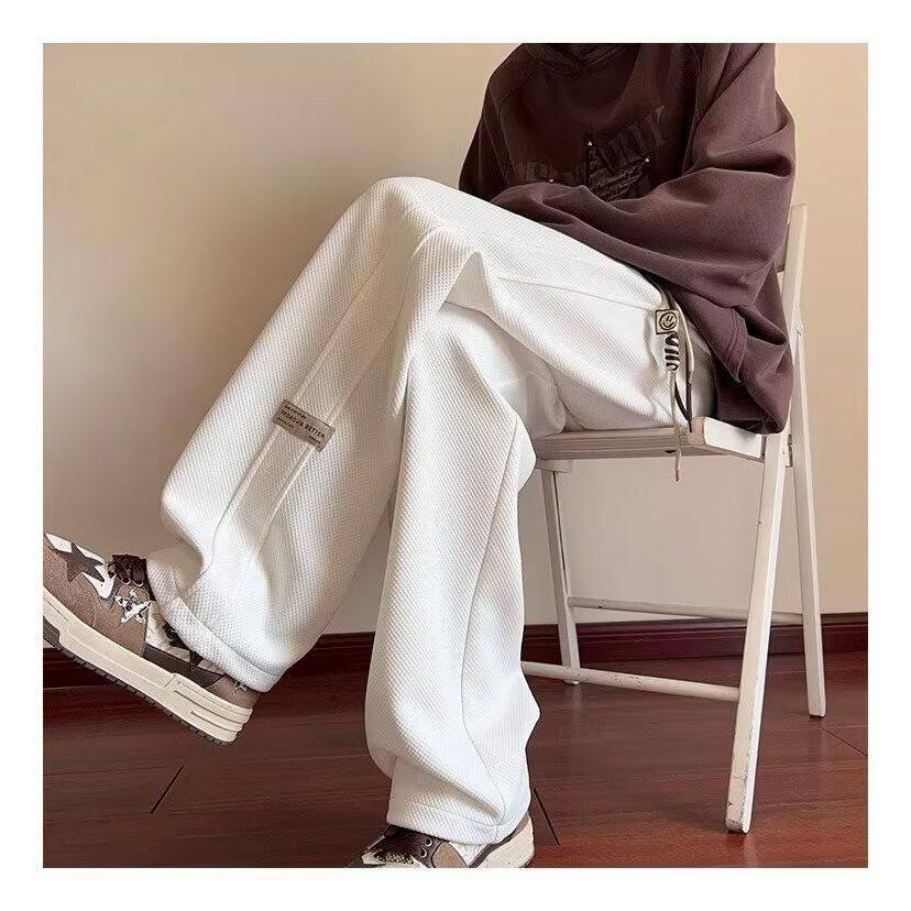 （对图有压面线）裤子男高街潮ins潮牌设计感小众九分裤直筒休闲