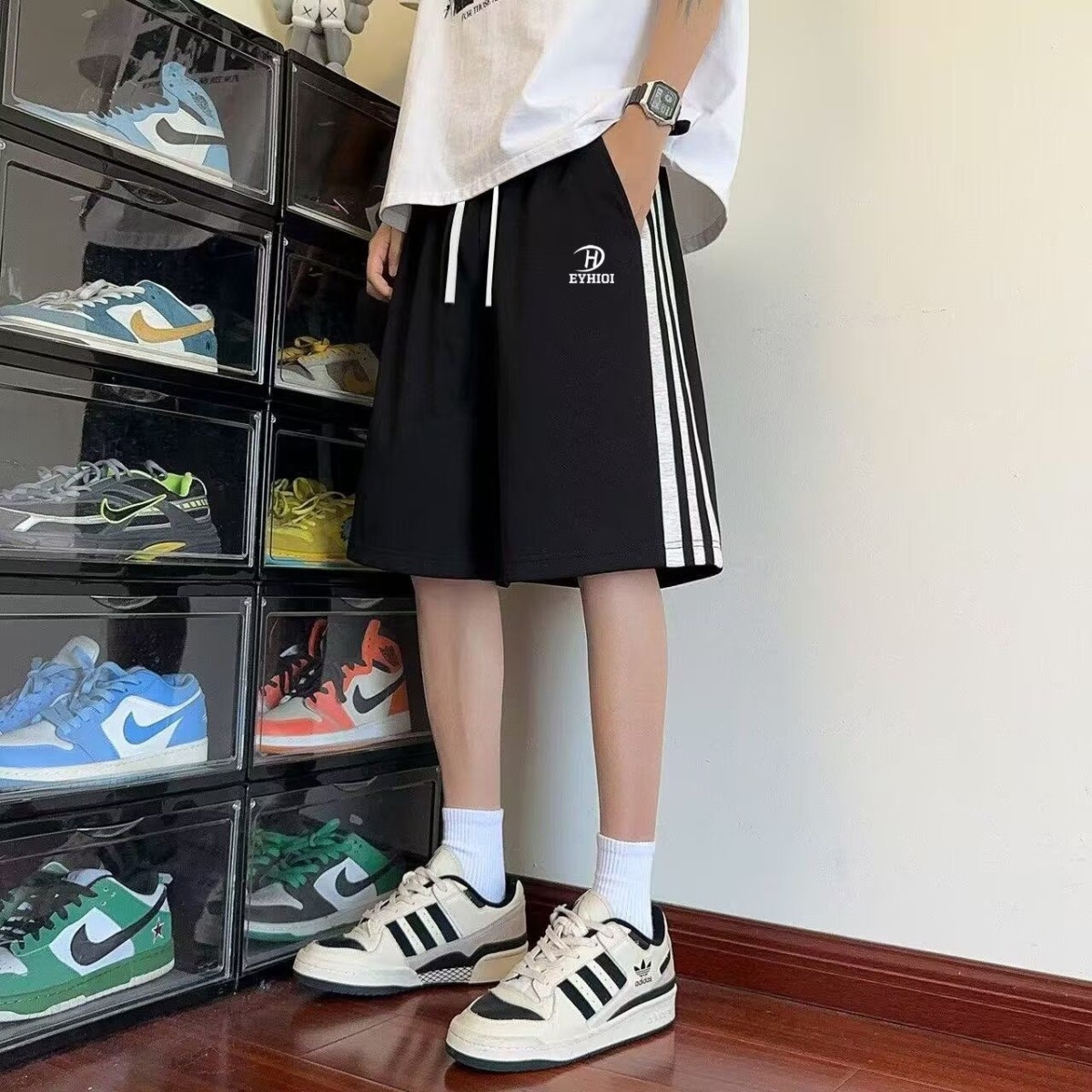 夏季运动短裤男大码宽松直筒篮球裤跑步五分裤胖子加肥加大休闲裤