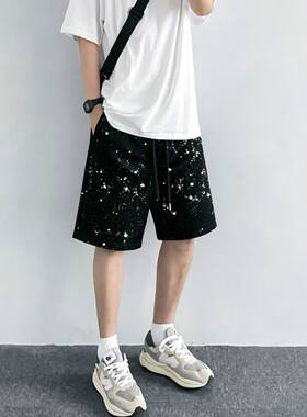 潮流满天星短裤男夏季五分裤休闲直筒裤衩2026年潮美式街头chic