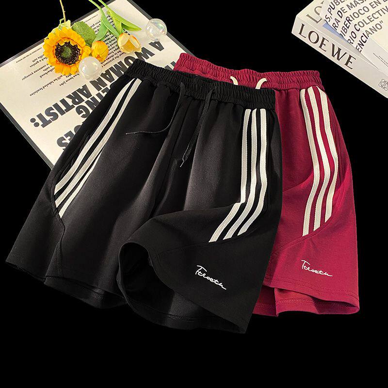 男女中裤条纹运动短裤夏季美式宽松篮球裤潮牌百搭情侣休闲五分裤